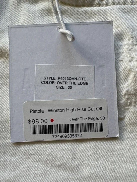 Pistola Winston High Rise Cut Off Shorts White Distressed NWT Size 30 - Picture 8 of 8